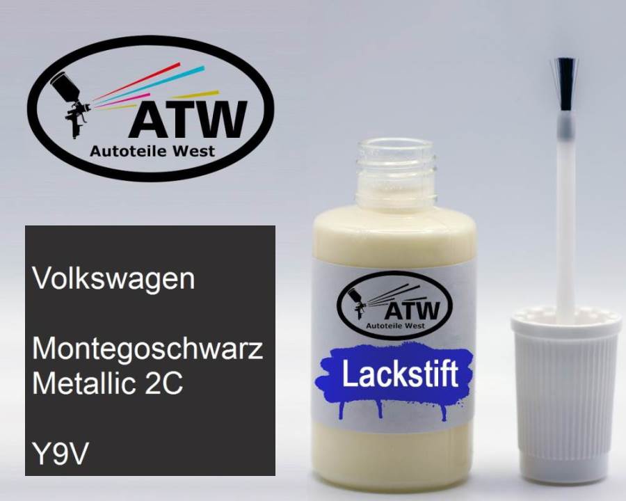 Volkswagen, Montegoschwarz Metallic 2C, Y9V: 20ml Lackstift, von ATW Autoteile West.